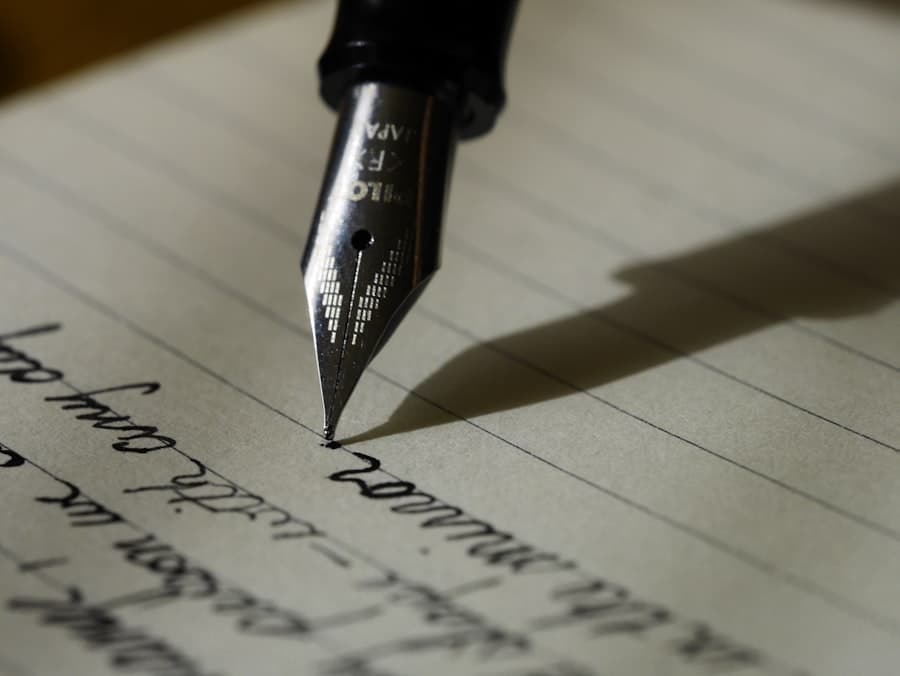 Fountain pen and handwritten notes on lined paper